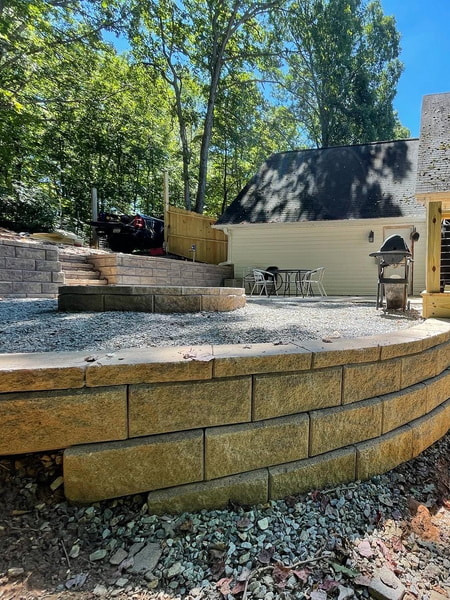 Picture retaining wall builder Fort Mill Rock Hill SC Lake Wylie Charlotte Weddington Waxhaw NC